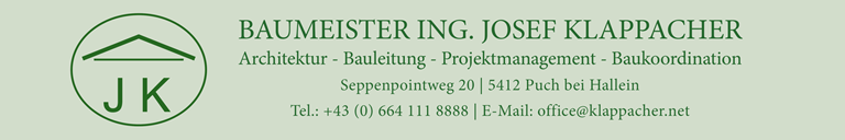 Titelbild-Tablet mit Firmenanschrift von Baumeister Ing. Josef Klappacher